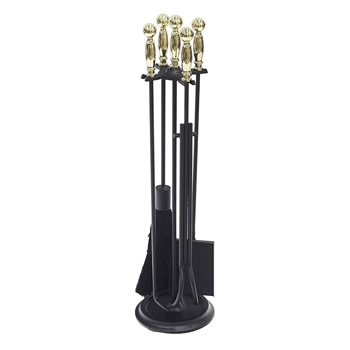 Minuteman Black and Brass Fireplace Tool Sets